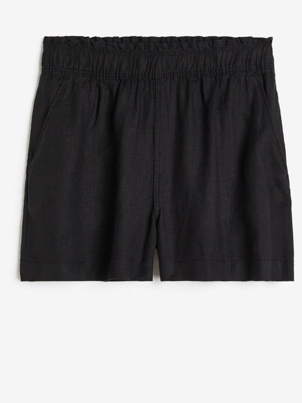 H&M Linen 100% High Waist Elastic Shorts Resort Wear Beach Lagenlook,Large